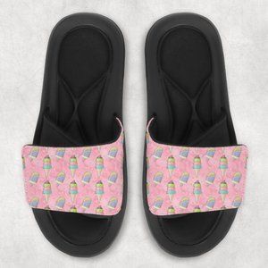 Girls Rainbow Sparkly Ice Cream Cone Design Memory Foam Custom Flip Flop Sandals